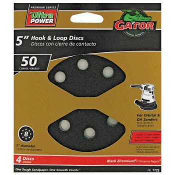 Gator 7723 Sanding Disc, 5 in Dia, 50 Grit, Coarse, Zirconium Oxide Abrasive, Vented