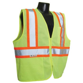 Radians SV22-2ZGM-2X Economical Safety Vest, 2XL, Unisex, Fits to Chest Size: 30 in, Polyester, Green, Zipper