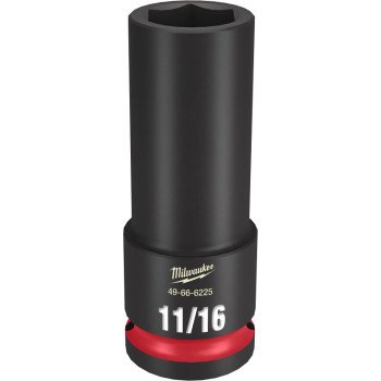 Milwaukee SHOCKWAVE Impact Duty Series 49-66-6225 Deep Impact Socket, 11/16 in Socket, 1/2 in Drive, Square Drive