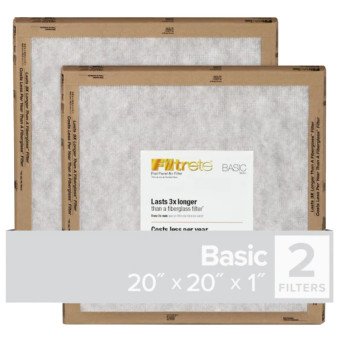 Filtrete FPL02-2PK-24 Air Filter, 20 in L, 20 in W, 2 MERV, For: Air Conditioner, Furnace and HVAC System