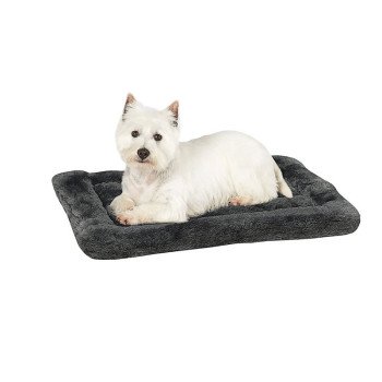 Slumber Pet ZW941 23 16 Plush Dog Mat, 23 in L, 16 in W, Plush Fur/Polyfiber Cover, Gray