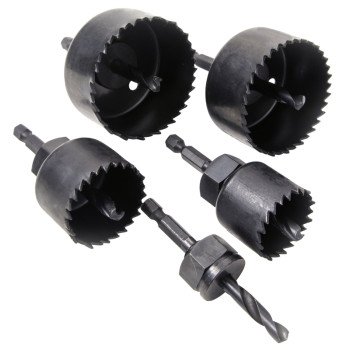 Vulcan 988091OR Hole Saw Set with Arbor-Hanger, HCS, Black