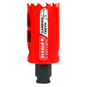 Diablo DHS1500CT GP Hole Saw, 1-1/2 in Dia, 2-3/8 in D Cutting, 3/8 in Arbor, Carbide Cutting Edge