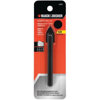 Black+Decker 16905 Drill Bit, 1/2 in Dia, 3-7/8 in OAL, 1/2 in Dia Shank