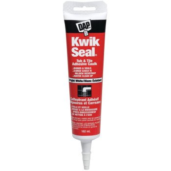 DAP KWIK SEAL 74853 Kitchen and Bath Adhesive Caulk, White, 36 hr Curing, 4.4 to 37 deg C, 162 mL Tube