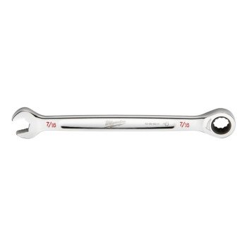 Milwaukee 45-96-9214 Ratcheting Combination Wrench, SAE, 7/16 in Head, 6-3/4 in L, 12-Point, Steel, Chrome