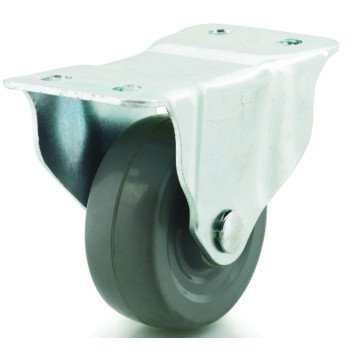 Dh Casters C-GD30MRR Rigid Caster, 3 in Dia Wheel, 1-1/4 in W Wheel, Rubber Wheel, Gray, 225 lb