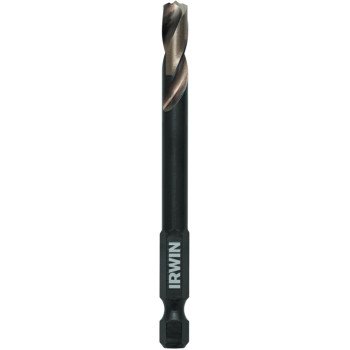 Irwin 1871030 Impact Drill Bit, 1/4 in Dia, 4 in OAL, Spiral Flute, 1/4 in Dia Shank, Hex Shank