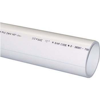 Charlotte Pipe PVC 04400 0600 Pipe, 4 in, 10 ft L, SCH 40 Schedule, PVC