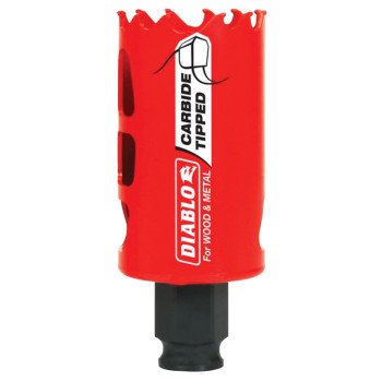 Diablo DHS1500CT GP Hole Saw, 1-1/2 in Dia, 2-3/8 in D Cutting, 3/8 in Arbor, Carbide Cutting Edge