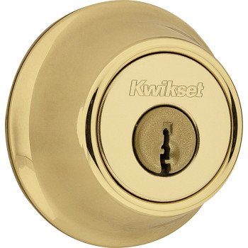 Kwikset 6603CPRCALRCSK6 Deadbolt, Alike Key, Steel, Polished Brass, 2-3/8 to 2-3/4 in Backset, K Keyway