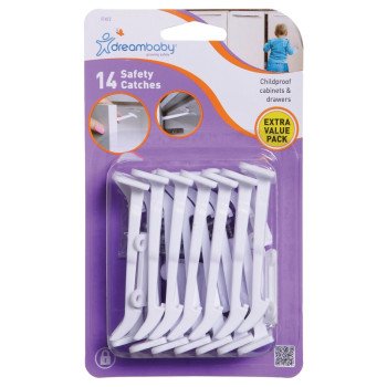 Dreambaby L1412 Secure Catch, 3-1/4 in L, 1-1/16 in W, Plastic, White