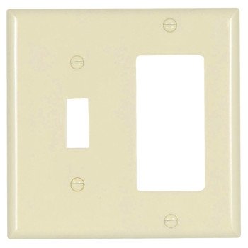 Eaton Wiring Devices 2153LA-BOX Combination Wallplate, 4-1/2 in L, 4-9/16 in W, Standard, 2-Gang, Thermoset, High-Gloss