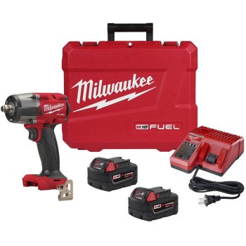 Milwaukee M18 FUEL 2962-22 Mid-Torque Impact Wrench Kit, Battery Included, 18 VDC, 5 Ah, 1/2 in Drive, Square Drive