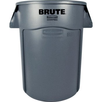 Rubbermaid FG264360GRAY Trash Container, 44 gal Capacity, Polyethylene, Gray, Snap-On Lid Closure