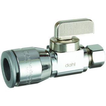 Dahl 511-QG3-31 Supply Stop Valve, 1/2 x 3/8 in Connection, Compression, 125 psi Pressure, Manual Actuator, Brass Body