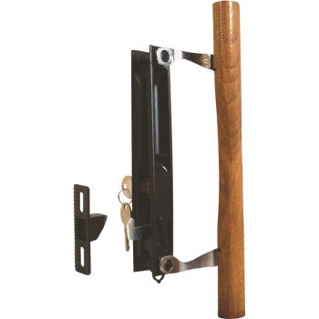 Prime-Line C 1032 Handle Set, Alike Key, Aluminum, Wood, 1 to 1-1/4 in Thick Door