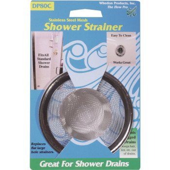 Whedon DP80C Shower Strainer with Ring, Stainless Steel, For: Bathtub Drains