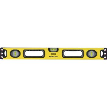 STANLEY 43-524 Box Beam Level, 24 in L, 3-Vial, 2-Hang Hole, Non-Magnetic, Aluminum, Yellow