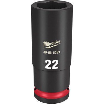 Milwaukee SHOCKWAVE Impact Duty Series 49-66-6283 Deep Impact Socket, 22 mm Socket, 1/2 in Drive, Square Drive, 6-Point