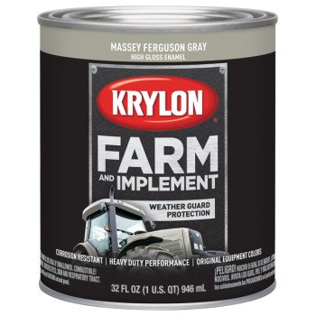 Krylon K02031000 Farm Equipment Paint, High-Gloss Sheen, Massey Ferguson Gray, 1 qt, 50 to 200 sq-ft/gal Coverage Area