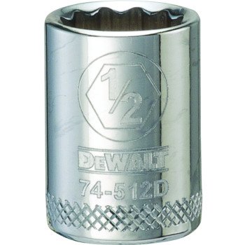 DEWALT DWMT74512OSP Hand Socket, 1/2 in Socket, 3/8 in Drive, 12-Point, Vanadium Steel, Polished Chrome