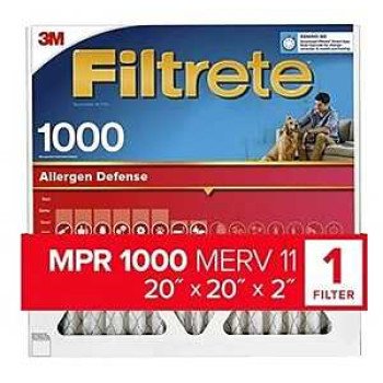 Filtrete Allergen Defense NADP02-2IN-4 Air Filter, 20 in L, 20 in W, 11 MERV, 1000 MPR, Polypropylene Frame