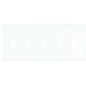 Arrow Hart 2155W-BOX Wallplate, 4-1/2 in L, 10 in W, 5-Gang, Thermoset, White