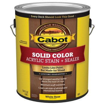 Cabot 140.0001801.007 Solid Stain, Low Luster, White Base, Liquid, 1 gal