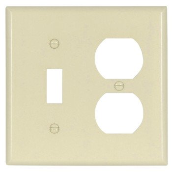 Eaton Wiring Devices 2138LA-BOX Combination Wallplate, 4-1/2 in L, 4-9/16 in W, Standard, 2-Gang, Thermoset