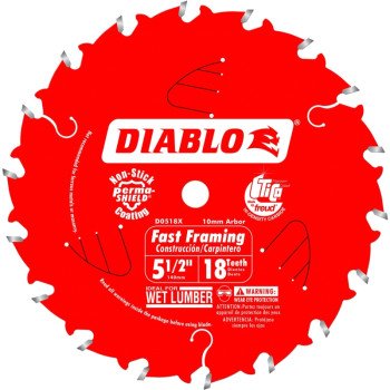 Diablo D055018WMX Fast Framing Saw Blade, 5-1/2 in Dia, 20 mm Arbor, 18-Teeth