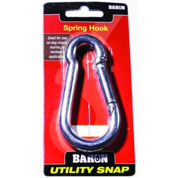 Baron C-2450-1/2 Spring Hook Snap Link, 600 lb Working Load, Steel, Nickel