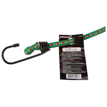 ProSource FH64018 Stretch Cord, 8 mm Dia, 30 in L, Polypropylene, Green, Hook End