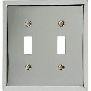 Amerelle 161TT Wallplate, 4-15/16 in L, 4-9/16 in W, 2 -Gang, Steel, Polished Chrome