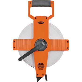 Keson NR18200 Tape Measure, 200 ft L Blade, 3/8 in W Blade, Steel Blade, ABS Case, Gray Case