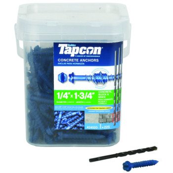 Tapcon 24520 Screw Anchor, Hex Drive, Steel, Climaseal