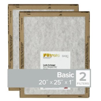 Filtrete FPL03-2PK-24 Air Filter, 25 in L, 20 in W, 2 MERV, For: Air Conditioner, Furnace and HVAC System