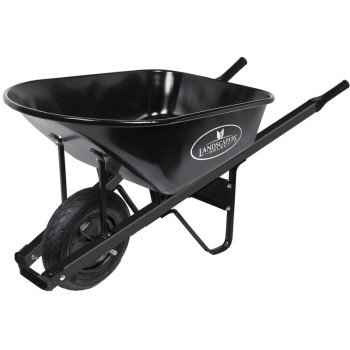 Landscapers Select 34627 Contractor Wheelbarrow, 6 cu-ft Volume, Steel Tray, 1-Wheel, Pneumatic Wheel, 16 in Wheel