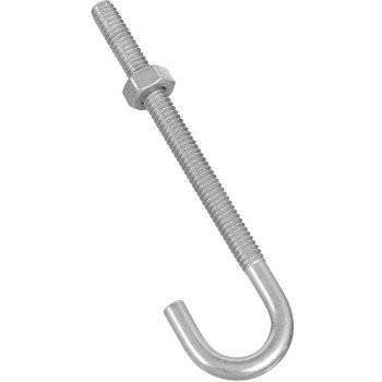 National Hardware N232-892 J-Bolt, 1/4 in Thread, 3 in L Thread, 4 in L, 100 lb Working Load, Steel, Zinc