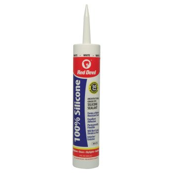 Red Devil 0816 Silicone Sealant, White, -60 to 400 deg F, 9.8 fl-oz Cartridge