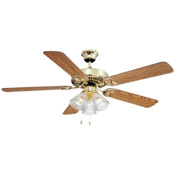 Boston Harbor CF-78043 Ceiling Fan Light Kit, 5-Blade, Oak/Walnut Blade, 52 in Sweep, 3-Speed, With Lights: Yes