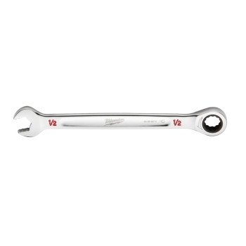 Milwaukee 45-96-9216 Ratcheting Combination Wrench, SAE, 1/2 in Head, 7.34 in L, 12-Point, Steel, Chrome