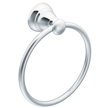 Moen Banbury Series Y2686CH Towel Ring, 6 in Dia Ring, 30 lb, Aluminum, Chrome, Wall Mounting