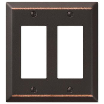 Amerelle Century 163RRDB Wallplate, 4-15/16 in L, 4-9/16 in W, 2 -Gang, Steel, Bronze