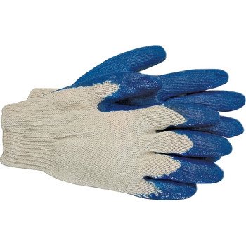 BOSS 1SR8427L Economy Protective Gloves, L, Knit Wrist Cuff, Latex Coating, Cotton/Polyester Glove, Blue