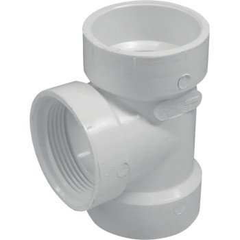 IPEX 192116S Cleanout Pipe Tee, 3 in, Hub x FNPT, PVC, White, SCH 40 Schedule