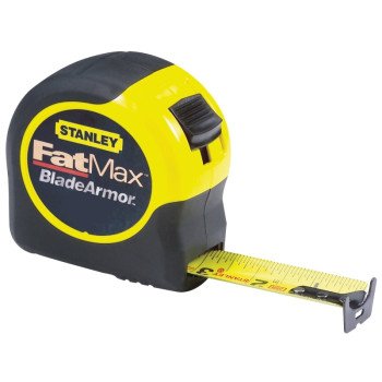 STANLEY 33-716 Measuring Tape, 16 ft L Blade, 1-1/4 in W Blade, Steel Blade, ABS Case, Black/Yellow Case