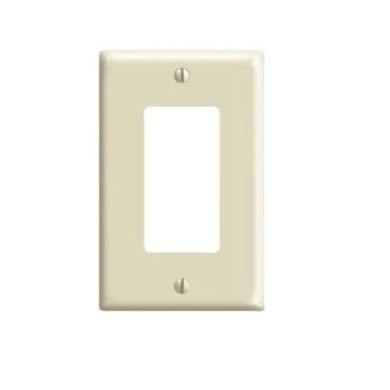 Leviton 80601-I Wallplate, 4.88 in L, 3.13 in W, 1-Gang, Thermoset Plastic, Ivory, Smooth