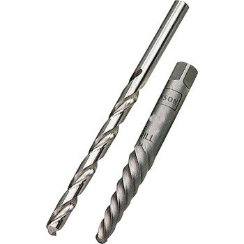 Irwin 53704 Extractor and Drill Bit Set, Specifications: #4 Shank, 1/4 In Drill Bit, Standard Shank, HSS