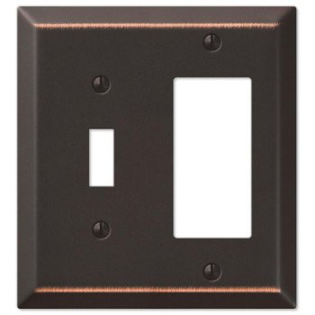 Amerelle 163TRDB Wallplate, 4-15/16 in L, 4-9/16 in W, 2 -Gang, Steel, Bronze, Wall Mounting